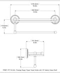 Technical drawing of Prestige Regal Collection Paper Towel Holder With 16 Inch Gallery Glass Shelf in polished brass
