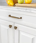 10 Pack 5 Inch Brushed Antique Brass Kitchen Cabinet Handles Super Easy Install Metal Pulls Rust Proof Finish Anti Corrosion Heavy Duty Durable Cabinet Hardware For Modern Kitchens on white cabinet drawer