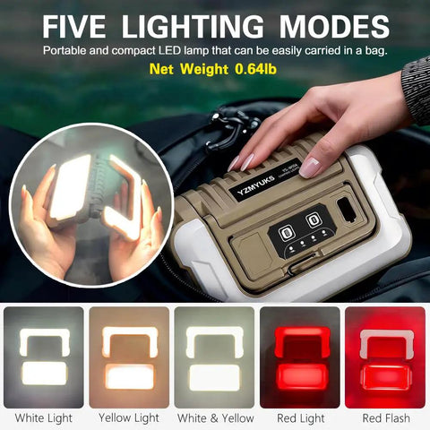 Crazy Bright USB C Rechargeable Camping Lantern With 1500 Lumens 5 Modes 3 Light Sources display and settings