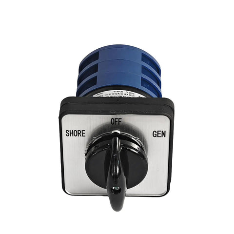 Three Position 3 Phase Manual Rotary Transfer Switch For RV Boat Truck Motorhome Choose Shore Off Gen Power Sources 120 240 Volt AC 30 Amp With Twelve Terminals, front view