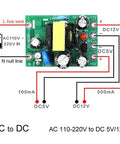 Dual Output AC To DC Switching Power Supply Module Isolated PCB Board Input 110V 220V To 5V And 12V Outputs 100mA And 500mA