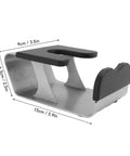 Heavy Duty Built Tough Stainless Steel Portafilter Stand And Espresso Tamper Station For Bottomless Basket Home Barista Workflow, showing dimensions.
