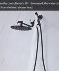 Beefy All Metal Dual Shower Head System with water flow from handheld wand in Matte Black, featuring 8 inch rainfall head and diverter.