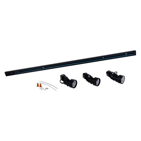 34 Inch Track Lighting Kit With 3 Way Ceiling Spot Heads, Dimmable Rotatable LED Bulbs Included, Hardwired For Kitchen Bedroom Living Room, Black Finish