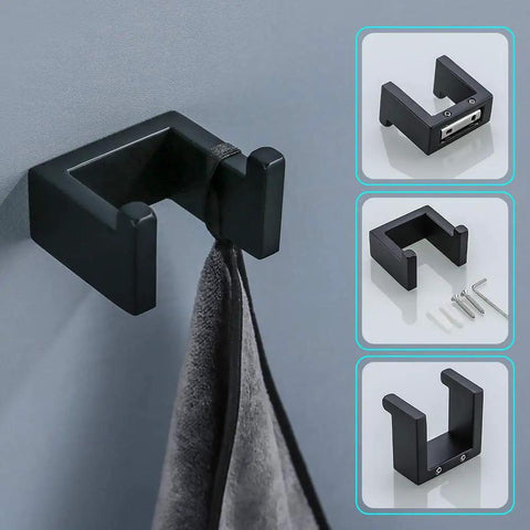 Black Stainless 4 Piece Bathroom Hardware Set With 16.5 Inch Towel Bar Wall Mounted Built To Last Tough As Nails No Rust SUS304 Towel Hook