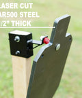 Side view of Beefy AR500 Steel Target Gong Silhouette For Precision Shooting Half Inch Thick Metal Target With Laser Cut Design