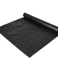Heavy-Duty Weed Barrier Fabric 4 By 100 Feet Breathable Woven Polypropylene Ground Cover, unrolled view with grid lines
