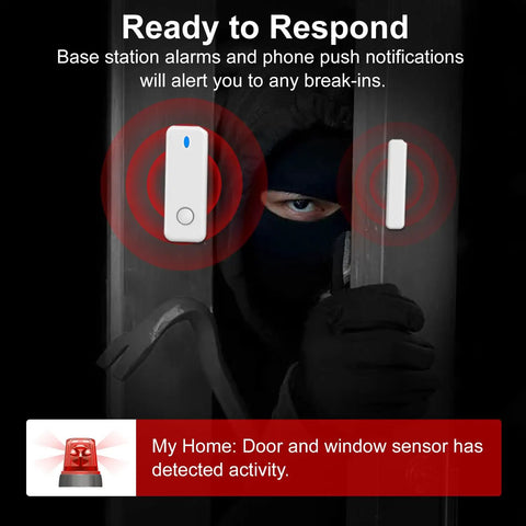 Heavy Duty All In One Wireless Home Security Alarm System 23 Piece Kit With Wifi Gsm Tracking showing door and window sensors detecting activity.