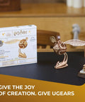 Levitating Golden Snitch 3D Puzzle Kit For Adults And Teens, Dope Harry Potter Wooden Model on desk with box