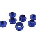 Top Shelf Aluminum Router Template Guide Bushing Set With Eight Precision Bushings And Dual Lock Nuts for template routing, blue aluminum bushings.