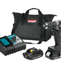 Sub Compact Brushless Cordless Drill Driver Kit With Metal Chuck And Two Speed Gears Built For Tough Jobs And Tight Squeezes, includes battery and charger.