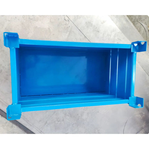 Heavy Duty Steel Storage Bin And Warehouse Turnover Box Built Tough As Nails For Shop Parts Organization Cold Rolled Metal Container With Hella Durable Powder Coating Heavy Load Industrial Workhorse 700X800X500Mm, blue interior view.