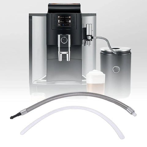Heavy Duty Built Tough Coffee Machine Milk Tube Replacement, Stainless Steel Coiled Hose And PC Milk Line, Effortless Plug N Play Fit For Jura WE8 E6 D6 Z8 Z6 Systems with Jura coffee machine.