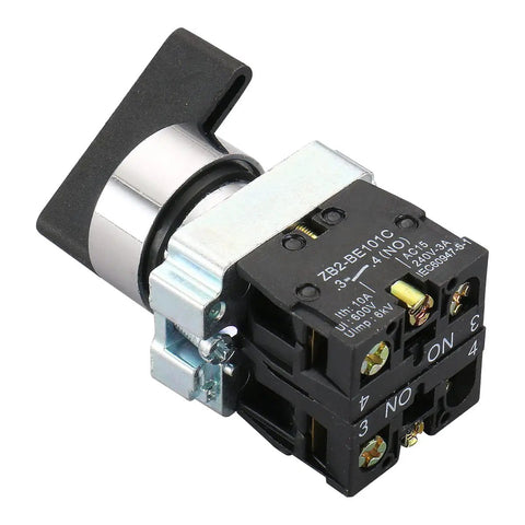 Rotary Selector Switch 3 Position Latching Maintained Left Center Right XB2 BD33 22mm 2 NO Contacts 10A 600V Industrial Power Switch
