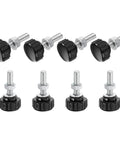 Beefy 8 Sets Knurled Knobs Thumb Screws With Nuts And Washers, M5 x 20mm Male Thread, 18mm Plastic Head, Zinc Plated Black