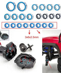 22 Piece Metal Sealed Bearing Set For 1 To 18 RC Cars with close-ups of bearings and installation in drivetrain and axles.