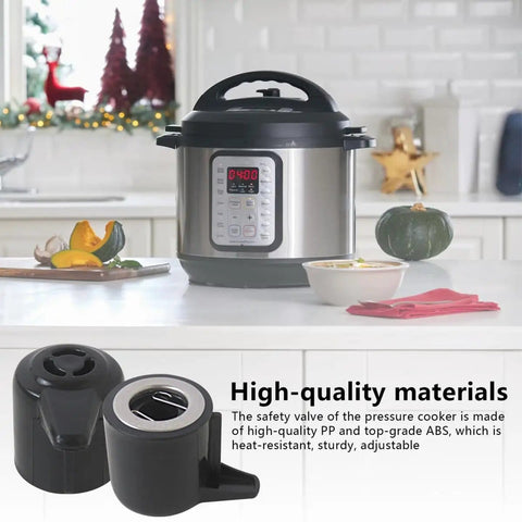 2 Pack Steam Release Valve For Instant Pot Duo Series, shown with cooker, controls venting and sealing, black ABS materials