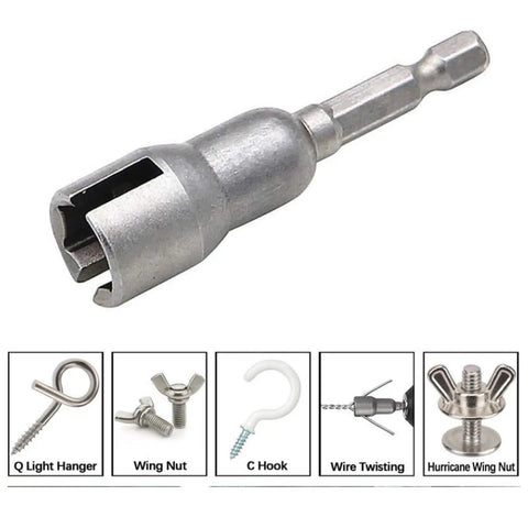 Hex Shank Socket Driver Adapter for Drills and Power Tools Heavy Duty Long Lasting Workhorse Bit Extension shown with accessories