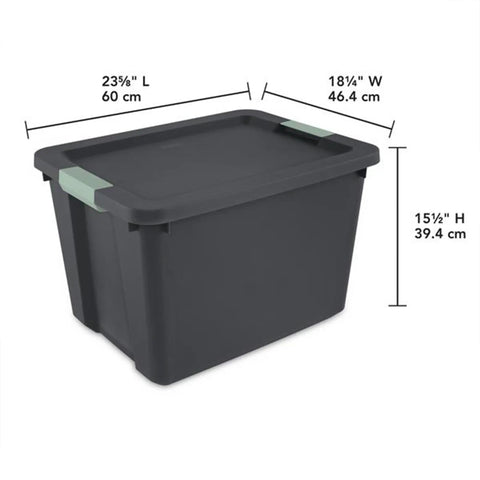 Heavy Duty 24 Pack 20 Gallon Stackable Plastic Storage Bins With Secure Latch Lock Tops Designed For Beatdown Moving Days And Zero Sweat Garage Sorting Solutions, 20 gal size, dark grey.