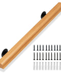 Wall Mounted Indoor Stair Railing Solid Pine Wood Handrail with screws, heavy duty grab bar, non-slip grip for safe use.