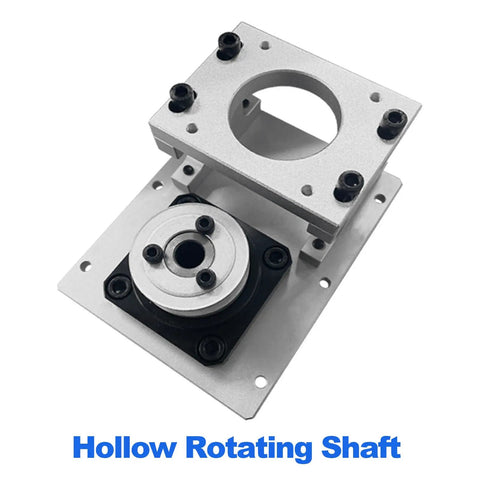 Knockout Precision Hollow Rotary Actuator Designed For 42Mm And 57Mm Stepper Motors showing aluminum structure and rotating shaft.