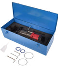 Powerhouse 1200W Electric Hydraulic Rebar Bender Tool in blue storage box with accessories