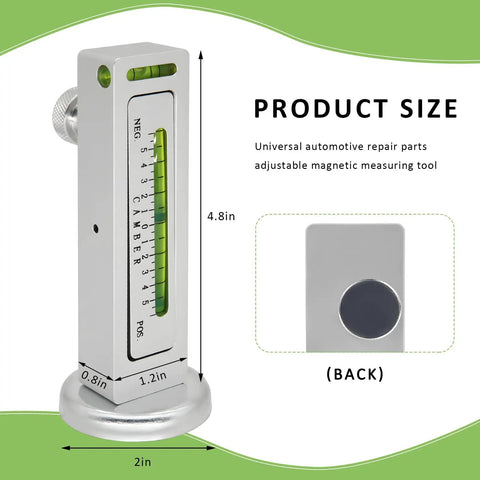 Heavy Duty Magnetic Camber Gauge Tool With Built In Green Bubble Level For Straightening Wheel Angles And Tweaking Rig Setup On Trucks Suvs And Daily Rides