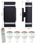 Outdoor Wall Light With RGB Color Changing And Warm White, 1000lm, RGB-CCT, Dual Pack GU10 Smart Bulbs, Mi.Light Remote Included