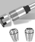 Half Inch Router Collet Extension Rod Chuck Holder With ER20 Spring Collet, shown with detachable ER20 collets, for deeper cuts