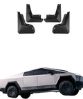Heavy Duty Mud Flaps For Tesla Cybertruck 2024 Through 2026 Premium splash guards in black, designed to block road grime.