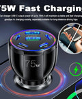 Six Port Car Charger Delivering Seventy Five Watts With Four Usb Type C And Two Classic Usb A Outlets That Hand PD Thirty Watt Lightning Speed To Your Phones And Tablets So You Can Cruise All Day Keeping Gear Fully Charged On The Road, displayed in a close-up view.