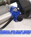Straight Up Heavy Duty Motorcycle Engine Kill And Start Switch With Tight Mounting Plate For Dirt Pit Bikes AtVs And Scooters Hardcore Aluminum Build Brings Dead Simple Shutdown Control In Classic Blue attached to handlebars