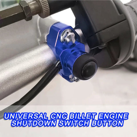 Straight Up Heavy Duty Motorcycle Engine Kill And Start Switch With Tight Mounting Plate For Dirt Pit Bikes AtVs And Scooters Hardcore Aluminum Build Brings Dead Simple Shutdown Control In Classic Blue attached to handlebars