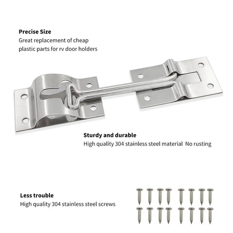 Heavy Duty Stainless Steel RV Door Holder Latch 4 Inch 2 Pack Screws Included For Trailer Camper Cargo Truck Doors Rustproof 304