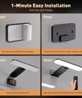 Step-by-step installation guide for Rechargeable Wall Mounted Picture Light With Remote Control Featuring Three Color Modes And Adjustable Brightness For Gallery Grade Art Display Absolute Game Changer In Sleek Black Finish Next Level Home Decor Vibe.