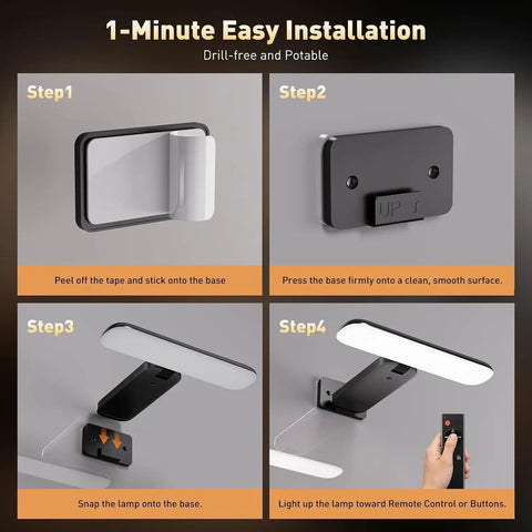 Step-by-step installation guide for Rechargeable Wall Mounted Picture Light With Remote Control Featuring Three Color Modes And Adjustable Brightness For Gallery Grade Art Display Absolute Game Changer In Sleek Black Finish Next Level Home Decor Vibe.