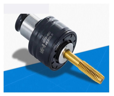 Close-up of a thread cutting tool for the No Sweat Manual Tapping Machine Featuring Rock Solid Overload Protection.