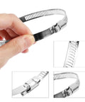 Heavy Duty 30 Pc Stainless Steel Hose Clamp Kit With Adjustable Worm Gear Design Perfect For Auto Marine Plumbing And Diy Projects To Secure Pipes Like A Boss Without Breaking The Bank stainless steel worm gear hose clamp held by hand