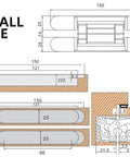 Image showing dimensions of Six Inch 3D Adjustable Concealed Door Hinges Two Pack Boss Grade Heavy Duty Invisible Cabinet Hardware.