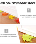 4 Piece Leaf Shape Door Stopper Finger Protector Set Made From Durable PP Material visible in use to stop doors from slamming