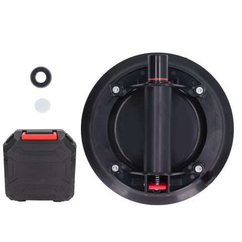 Heavy Duty 8 Inch Glass Suction Cup Lifter With Rubber Base Handles Tiles And Mirrors Up To 520 Pounds part view with handle and vacuum indicator.