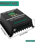 100A MPPT Solar Charge Controller With LCD Display, Auto Detects 12V/24V/36V/48V, plastic casing, size dimensions visible