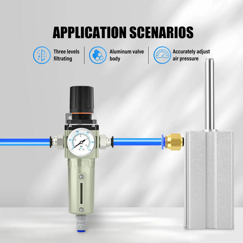 Beefy Heavy Duty Industrial Air Filter With Auto Drain Moisture Separator, 3/4 Inch NPT, for Plasma Cutter and Paint Sprayer setup