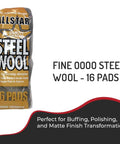 Fine 0000 Steel Wool Pads 16 Pack For Buffing Polishing Matte Finish Transformations DIY Friendly Metal Polish