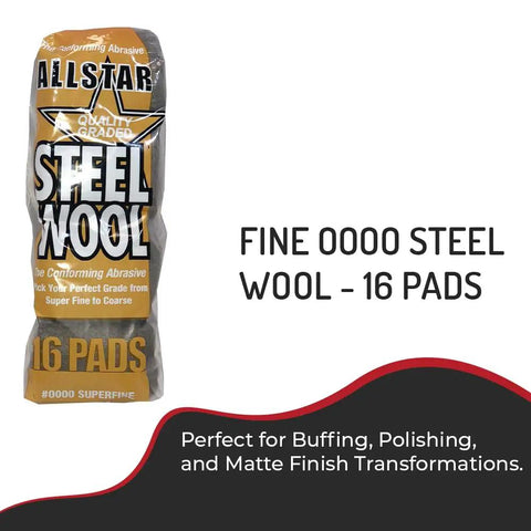 Fine 0000 Steel Wool Pads 16 Pack For Buffing Polishing Matte Finish Transformations DIY Friendly Metal Polish