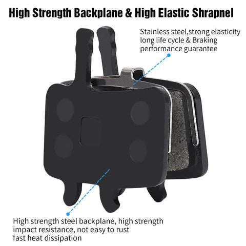 High strength steel brake backplane from the Four Pairs Bike Disc Brake Pads Kit With Three Handy Tools For Quick Install Including Disc Brake Gap Regulator Hydraulic Piston Press Tool And Hex Wrench For Mountain Biking Ebikes And Scooters.