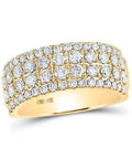 Prime 10kt Yellow Gold Womens Round Diamond Band Ring 1.5 Ct Tw Solid Machine Set, polished view with multiple round diamonds.