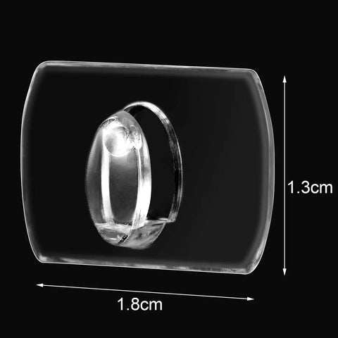 Close-up of a Mini Clear Decorating Hook Clip with Adhesive Tape, 60 Pack for String Lights and Holiday Decor, 1.8cm by 1.3cm