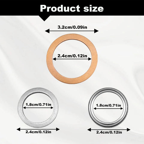 Toyota Lexus Scion Differential And Transfer Case Crush Washer Gasket Kit For Your Ride, 12 Piece Set sizes diagram