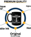 11oz Black Sailor Coffee Mug My Ship Together Funny Boater Gift for Sailors and Captains Lake Lovers Gift Idea for Boaters